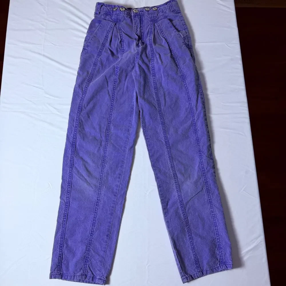 Vintage 80s Rigolletto Purple High-Waisted Tapered Pants 100% Cotton Sz 12s